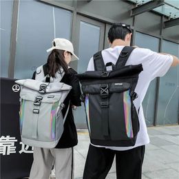 Backpack Multifunction Colorful Reflective Patchwork Casual Men Women Techwear Hip Hop Travel Bag Large Capacity School