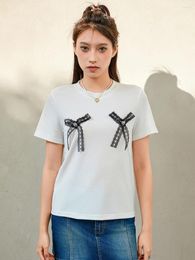 Women's T Shirts DeuYeng Women S Crop Top Y2k T-Shirts Bow Print Summer Short Sleeve Basic Tops Casual Pullovers Tee Streetwear