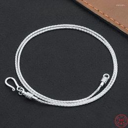 Chains Genuine S925 Sterling Silver Necklaces For Women Men Fashion 1.2mm Universal Buckle Woven Clavicle-chain