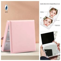 Makeup Mirror With LED Light Portable Pocket Mirror Double-sided Folding Mirror Compact Mirror Light Makeup MirrorGlift Cosmetic 240425