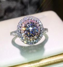 Christams Gift Stunning Luxury Jewelry 925 Sterling Silver Color PinkWhite Sapphire CZ Diamond Round Cut Women Wedding B72533174990257