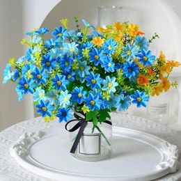 Decorative Flowers 6 Bundles Artificial Flower UV Resistant No Watering Realistic Outdoor Greenery Fake Mums For Home Decoration