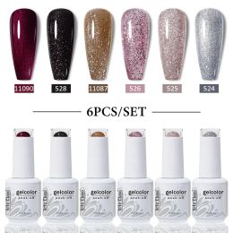 Kits Arte Clavo 4/6/8/10pcs Christmas Gel Nail Polish Set Glitter Winter 411 Colours UV LED Nail Art Gel Semi Permanent Base Top Coat