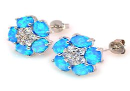 Whole Retail Fashion Blue Fine Fire Opal Earrings 925 Sliver Jewellery EF170831026286373