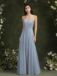 Runway Dresses New Long Formal Bridesmaid Dress Evening Dresses With V Neck Elegant Slveless Lace Back Party Prom Clowns Robe de Soir Longue Y240426