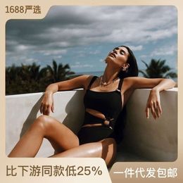 New Sexy One-piece Swimsuit with Tight Fitting Solid Color Bikini for Women's Bikini
