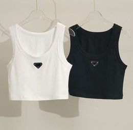 Womens Tops Tank Top T-Shirt Anagram Regular Cropped Cotton Jersey Camis Female Femme Knits Tees Designer Embroidery Knitted Vest Sport Breathable Yoga Vest Tops 889