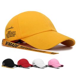 Men Women Long Straps Baseball Cap Men Adjustable Streetwear Letter Snapback Caps Unisex Cotton Yellow Trucker Hat 8520177