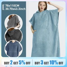 Sweatshirts Surf Poncho Towel Poncho QuickDry Towel Hoodie Microfiber Beach Robe Changing Poncho Swim Towel Beach Poncho For Adults