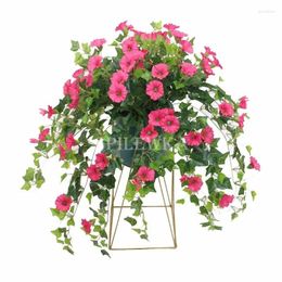 Decorative Flowers Artificial Silk For Table Decoration Fake Vine Petunia Rattans Wedding Home Party DIY Hanging Basket Decor