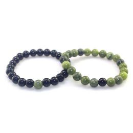 Beaded Green Peridot Black Bright Stone Handmade Decoration 8MM Single Ring Fashion Bead Natural Bracelet