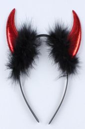 Christmas Hair Hoop Plush Ox Horn Devil Headband Halloween Cosplay Party Props Head Wear Dance Ball concert fans Favors8701661