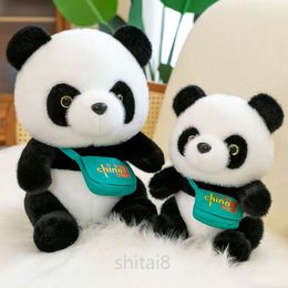 Ny kinesisk panda docka plysch leksak ryggsäck lilla panda docka barns presentresor souvenir