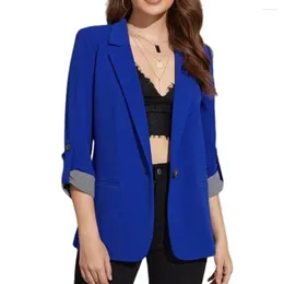 Women's Suits 2024 Women Suit Coat Lapel 3/4 Sleeve Jacket Single Button Closure Pockets Design Outerwear Workwear