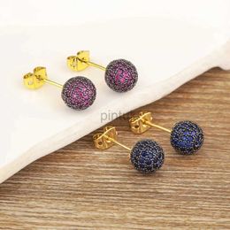 Stud Nidin Classic 8MM Ball Beads Stud Earrings Micro Pave CZ Safe To Skin 5 Colours Zircon Jewellery Party Gift Accessories Wholesale d240426