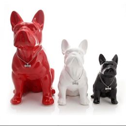Nordic French Bulldog Dog Statue Home Decoration Accessories Craft Resin Animal Ornament Figurine Living Room Sculpture 240513