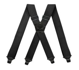 Heavy Duty Work Suspenders for Men 38cm Wide XBack with 4 Plastic Gripper Clasps Adjustable Elastic Trouser Pants BracesBlack4425429