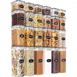 Storage Bottles BPA Free Kitchen And Pantry Organization Plastic Leak-proof Canisters For Cereal Flour & Sugar - Labels Marker Grey