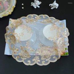 Table Cloth Round Mesh Rose Flower Embroidery Cover Wedding Tablecloth Kitchen Christmas Decoration And Accessories
