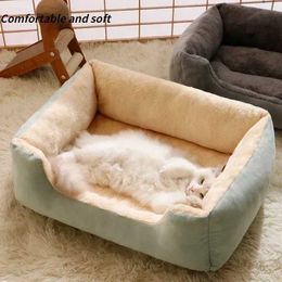 Cat Carriers Crates Houses Pet Cat Bed Sofa Warm House Candy Coloured Square Nest Pet Dog Nest Dog Nest Dog Winter Dog Cat Sleep Basket 240426