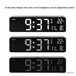 Desk Table Clocks Digital Alarm Clock Temperature Date Dual Alarms Voice Control Electronic Table Clock Snooze Wall LED Clocks for Living Room
