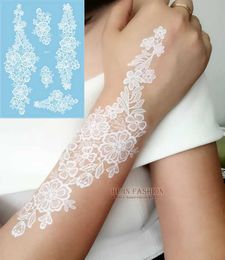 Tattoo Transfer 1sheet White Lace Henna Flash Tattoo Butterfly Feather Fake Temporary Tatoo Sticker Summer Style Body Art Beauty Jewellery J017 240427