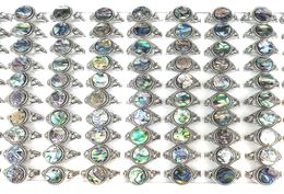 50pcsLot Ocean Element Oval Abalone Shell Rings Lovely Fish Design Mixed Size For Retail4710894