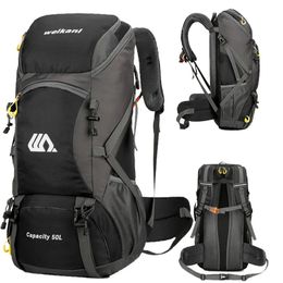 50L Travel Backpack Camping Men Large Hiking Bag Tourist Rucksack Waterproof Outdoor Sports Climbing Mountaineering Bag Luggage 240425
