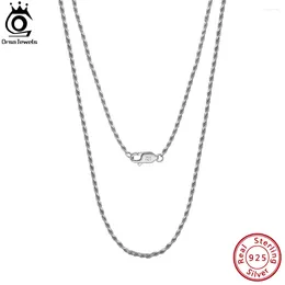 Chains ORSA JEWELS 1.5MM Italian Handmade Silver Diamond-Cut Rope Chain Necklace For Man Woman 925 Sterling Twist SC29-1.5