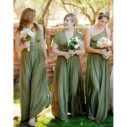 And Back Country Bridesmaid Convertible With Open Dress Ribbon Tie A-Line Olive Green Garden Beach Wedding Guest Formal Dresses Floor Length es