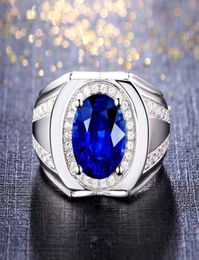 Sapphire gemstones blue crystal rings for men women zircon diamonds white gold silver color argent jewelry bijoux band gifts7072964