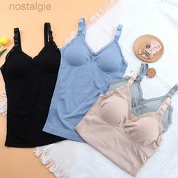Maternity Intimates Summer Front Open Buckle Solid Sleeveless Nursing Clothes Comfortable Women Pregnant Top Maternity Clothing Breastfeeding Vest d240426