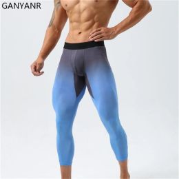 Tights GANYANR Running Tights Men Fitness Training Track Compression Workout Gym Pants Long Trousers Leggging Joggings Sports Quick Dry
