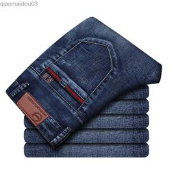 Men's Jeans Mens jeans casual pants denim elastic ultra-thin fashion new brand daily young student brand pantsL2404