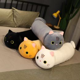 Toys Kawaii Cat Long Pillow Sofa Cushion Plush Toy Stuffed Cartoon Cat Animal Doll for Kids Baby Girls Lovely Gift