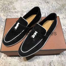 Loro Piano LP shoes New Season Suede leather Mens Walk shoes luxury sneakers Top Suede Summer Charms Walk Oxfords Moccasins Comfort Gentleman Walking With Box