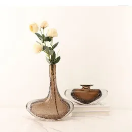 Vases Creative Bubble Glass Vase Transparent Brown Flower Pots Desk Decoration Flowers Arrangement Floral Modern Home Decor