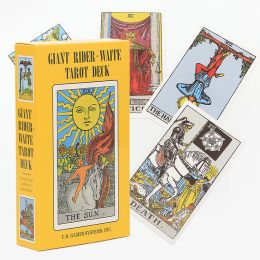 Games New Big Giant Rider Waite Tarot Cards Deck With Guidebook Divination Fate Board Game for Beginners Oracle Classic Waite Tarot