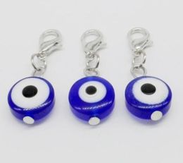 100pcslot Turkish blue Evil Eye Charms lobster Clasp Dangle Charms pendant For Bracelet diy Jewellery Making findings Bead 32x11mm2356211