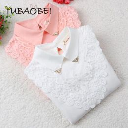 Dresses Spring Fall Cotton Blouse for Big Girls Embroidery School Clothes Children Baby Girl Long Sleeve Lace Shirt Kids Tops 312 Years