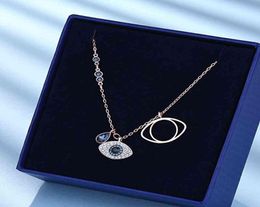 Shijia devil's Eye Necklace female rose gold romantic with rovski element crystal devil Bracelet clavicle chain1002051