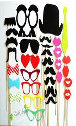 On 1SET32 pcs Po Booth Props Hat Moustache On A Stick Wedding Decorations Birthday party fun Favour 6431851