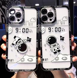Cartoon Transparent Astronaut Phone Cases For iPhone 11 12 13 Pro Max XS X XR 7 8 Plus SE 2020 Cute Bumper Back Cover3903102