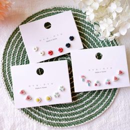 Stud Earrings 3pcs Ceramic Simple Daily Geometric Small Suit Design For Women Fashion #XN216