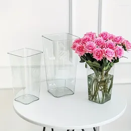 Vases Plastic Acrylic Vase Flower Clear Square Tapered Tall For Home Wedding Events Party Office Decor