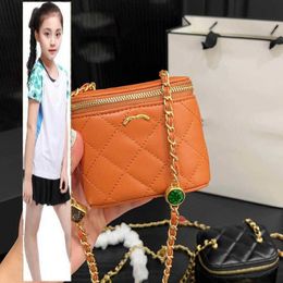Kids Bags Luxury Macaron Five Color Women Mini Cosmetic Bag With Mirror Jewel Chain Leather Quilted Handbag Trend Wallet Shopping Travel Clutch Crossbody Shoulder B