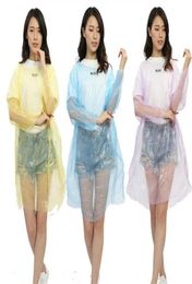Fashion Disposable PE Raincoats Poncho Rainwear Travel Rain Coat Rain Wear gifts mixed colors2604936