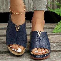 Slippers Summer Casual Plus Size 43 Platform Women Metal Decoration Wedge Sandals Woman 2024 Non Slip Beach Flip Flops