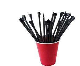 90pcs black Colour pp plastic drinking straws with spoon0124364301