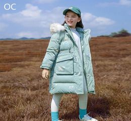 Old Cobbler 44M875 Thick warm Down Coat Girl Kids Clothing Bodysuit Outwear Real fur collar White duck296Z3659831